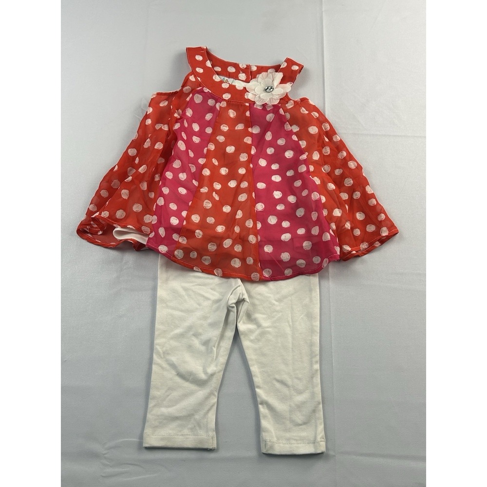 NWT Kids Headquarters 24M Girls Polka Dot Tunic Top Leggings Set Floral